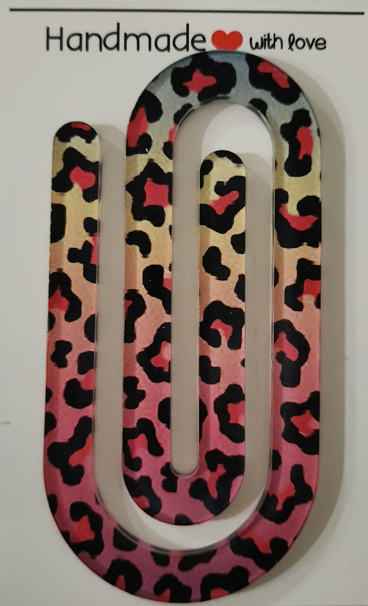 Large Acrylic Paperclip- Rainbow Cheetah