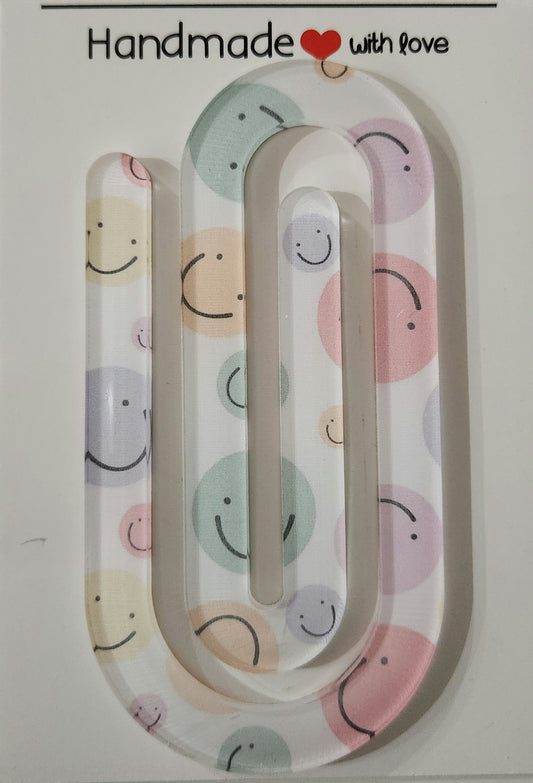 Large Acrylic Paperclip- Pastel faces